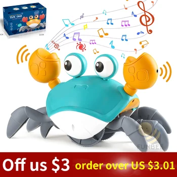 Indekseerimise Krabi Beebi Mänguasjad Muusika LED süttib, Muusikalised Mänguasjad Väikelapse Automaatselt Vältida Takistusi, Interaktiivsed Mänguasjad Lastele
