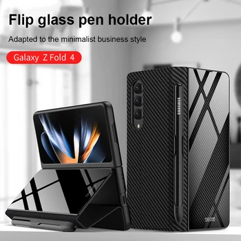 Karastatud Klaasist Backplate Naha puhul Samsung Galaxy Z Korda 4 Korda 3 Pool Pen Pesa Disain Galaxy Fold3 Fold4 5G Telefoni Kate
