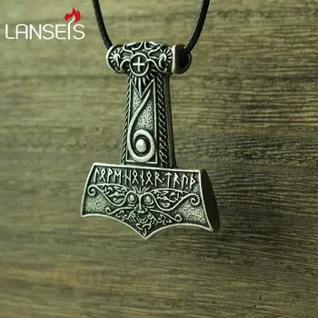 lanseis 10tk viking meeste kaelakee Mjolnir ripats Thor ' s hammer Norse Jumal ehted Maxine Miller runes Wiccan ripats